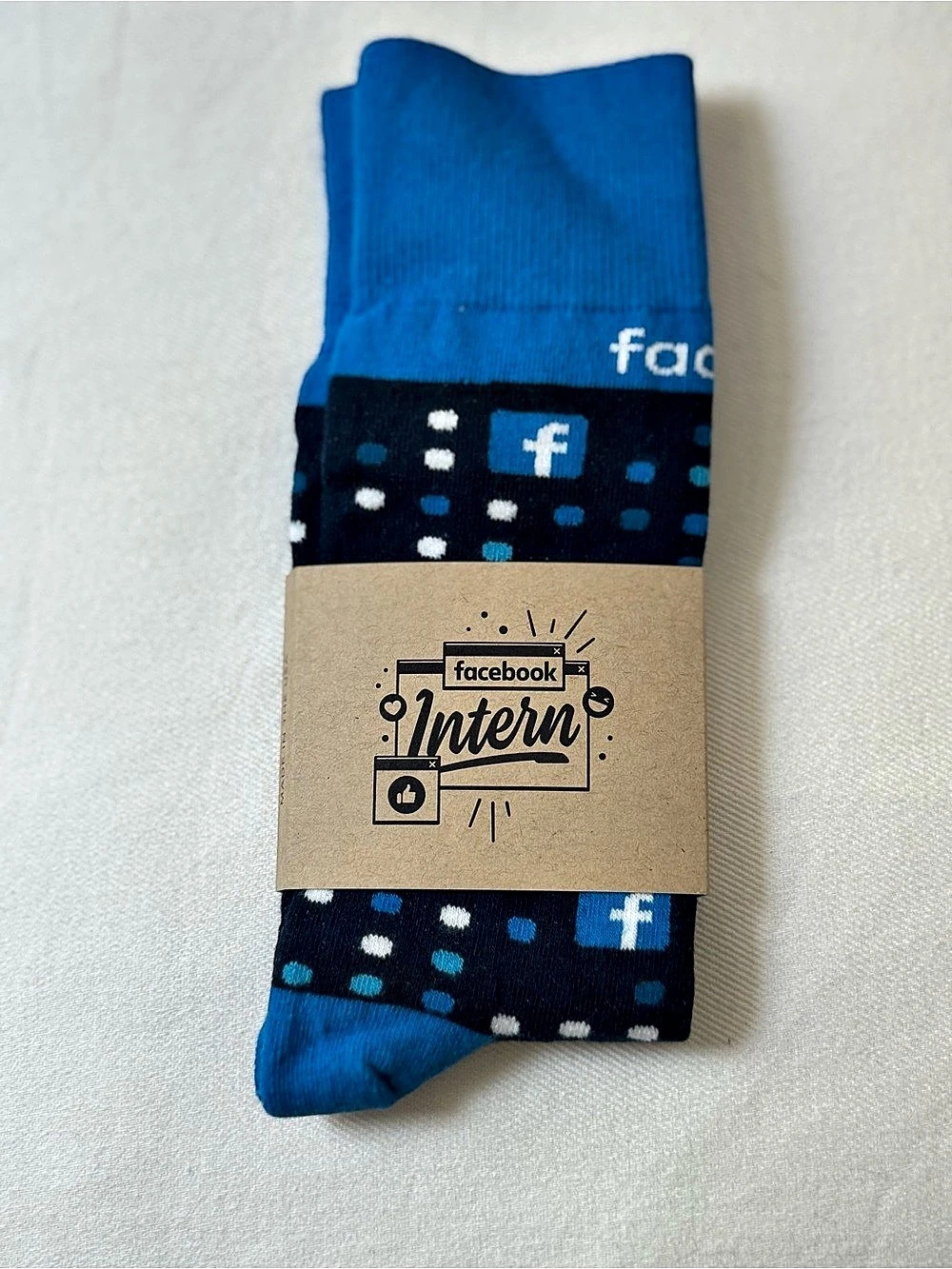 Facebook Intern Swag Socks Blue & Black Polka Dot
